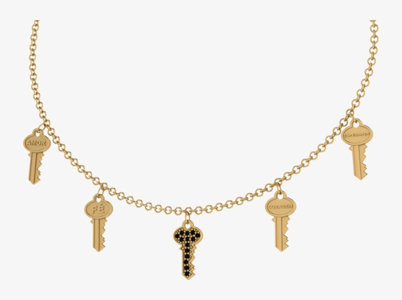 Colar Chaves Dourada N Ccn - Necklace, transparent png #9020004