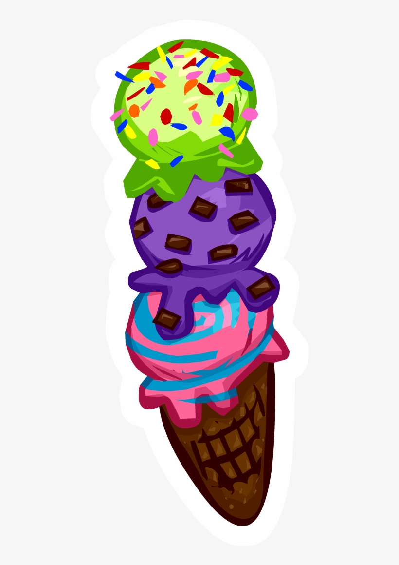 Triple Scoop Pin - Ice Cream Club Penguin, transparent png #9020307