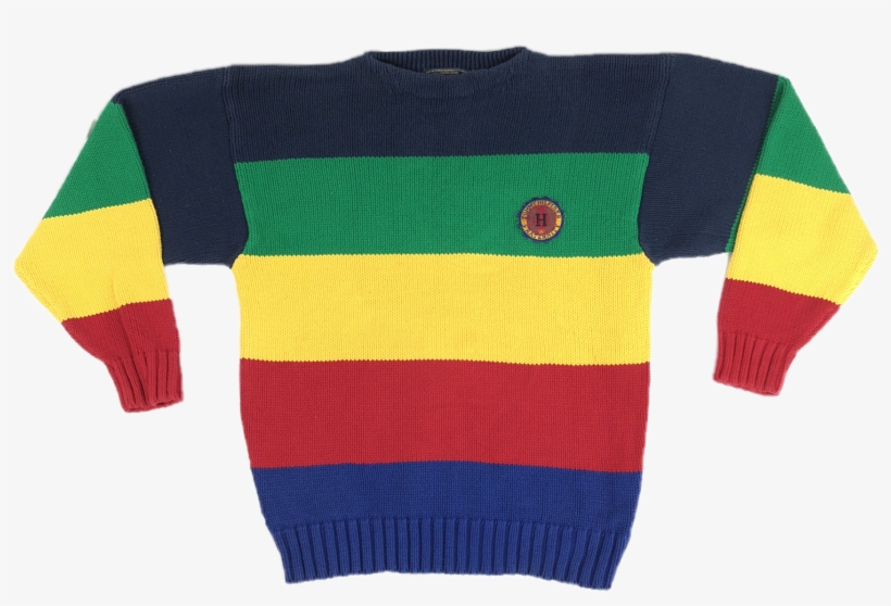 Rare 90's Rainbow Tommy Hilfiger Fraternity Sweater - Cardigan, transparent png #9022022