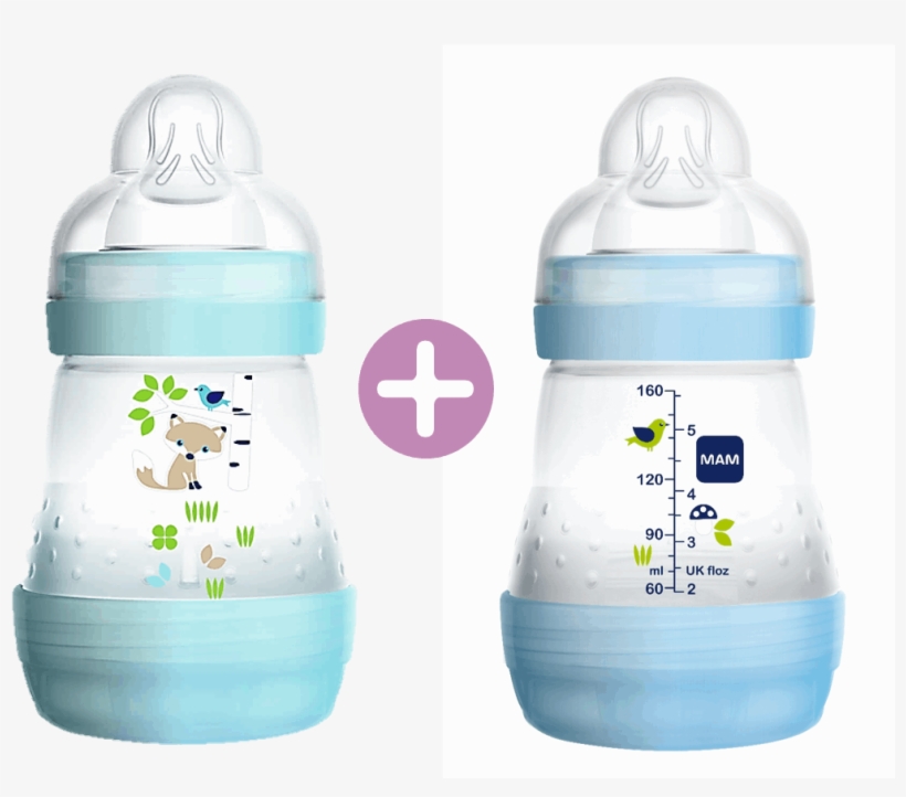2 X Mam Easy Start Anti Colic Bottle 160ml Teat 1 Fox - Baby Boy Bottles, transparent png #9022167