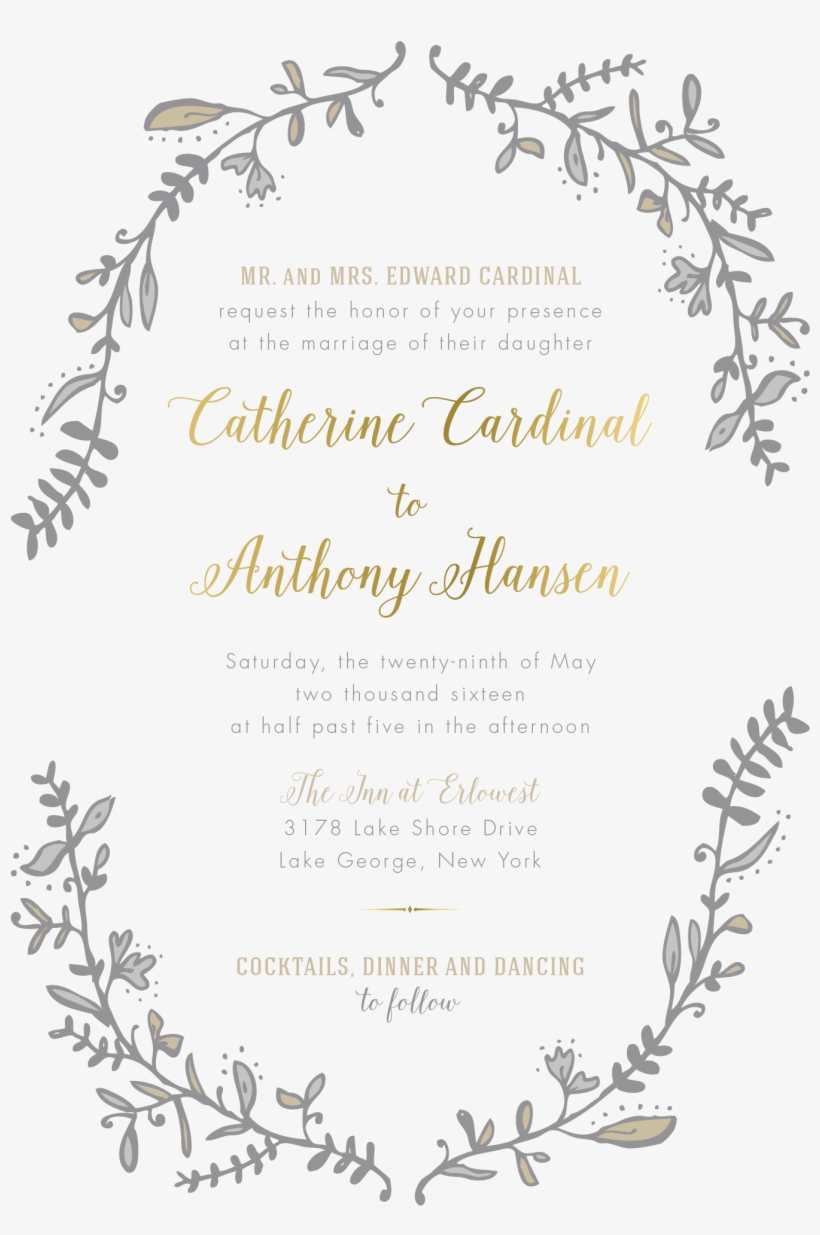 Greenery Wedding Invitation, Hand Drawn Floral Wedding - Wedding Invitation, transparent png #9023511