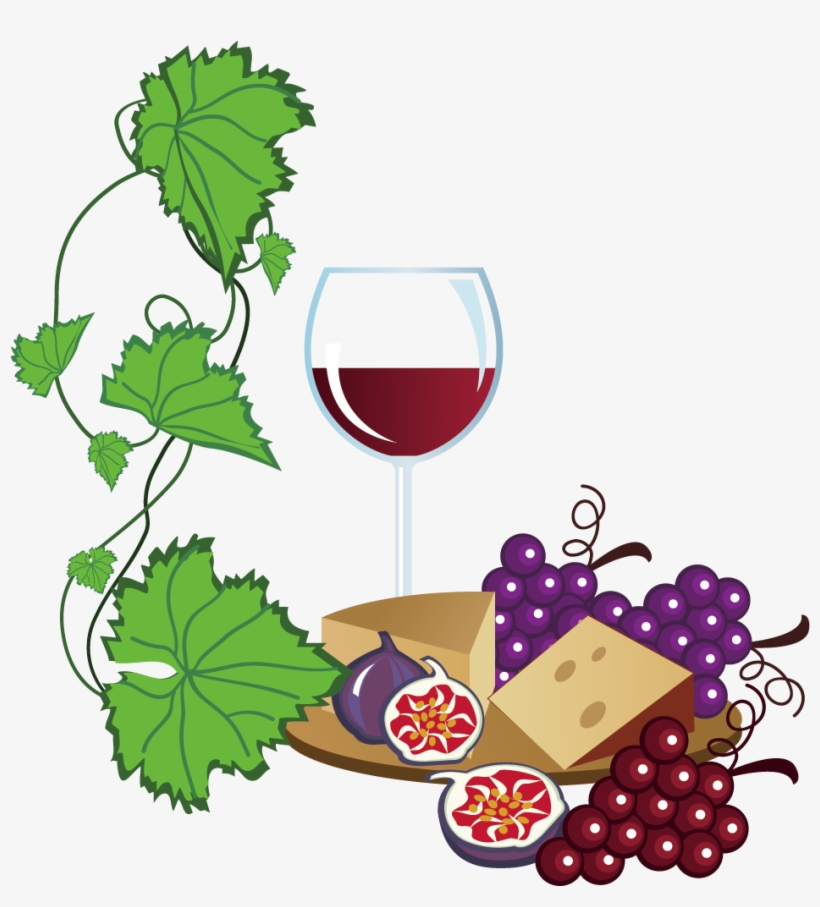 White Wine Common Grape Vine Free Content Clip Art - Wine And Cheese Borders, transparent png #9025169