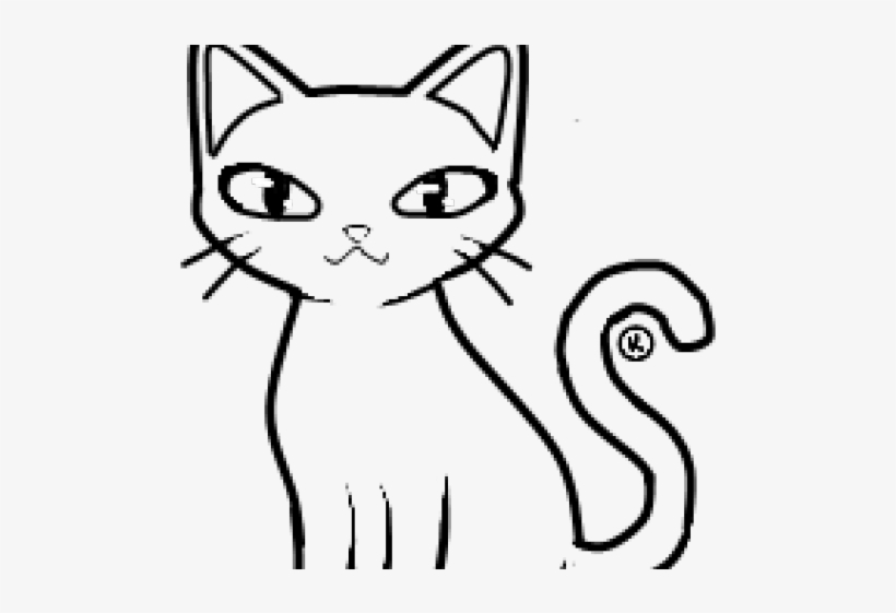 Drawn Cat Outline - Black And White Cat Clip Art, transparent png #9025522