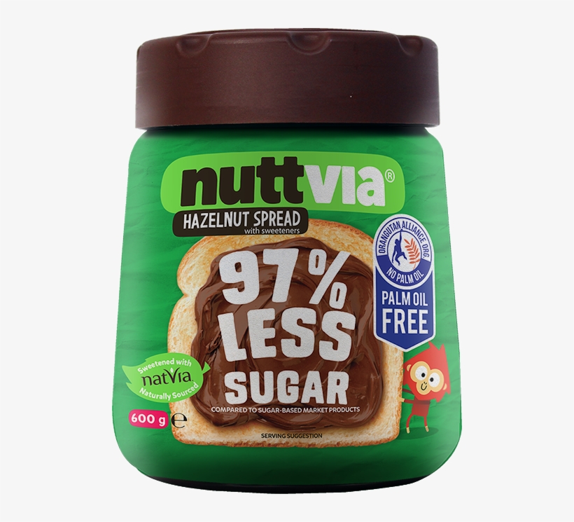 Nuttvia Hazelnut Spread - No Palm Oil Chocolate Spread, transparent png #9028275