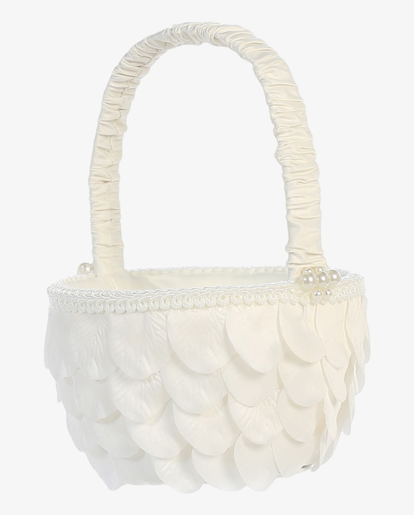 White Flower Girl Basket Covered With Flower Petals - Hobo Bag, transparent png #9028387