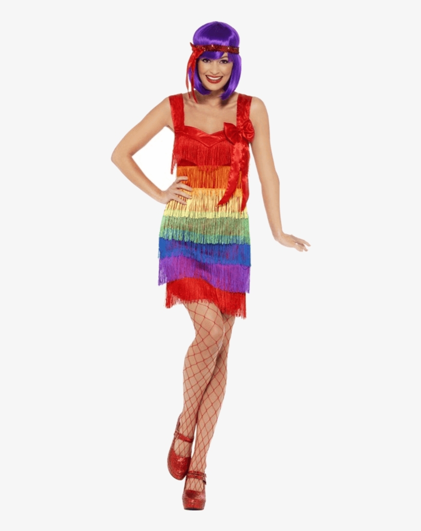 Adult Rainbow Flapper Costume - Charleston Stil, transparent png #9029563