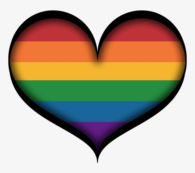 Large Gay Pride Heart In Lgbt Rainbow Colors With Black - Love My Lesbian Girlfriend, transparent png #9029880