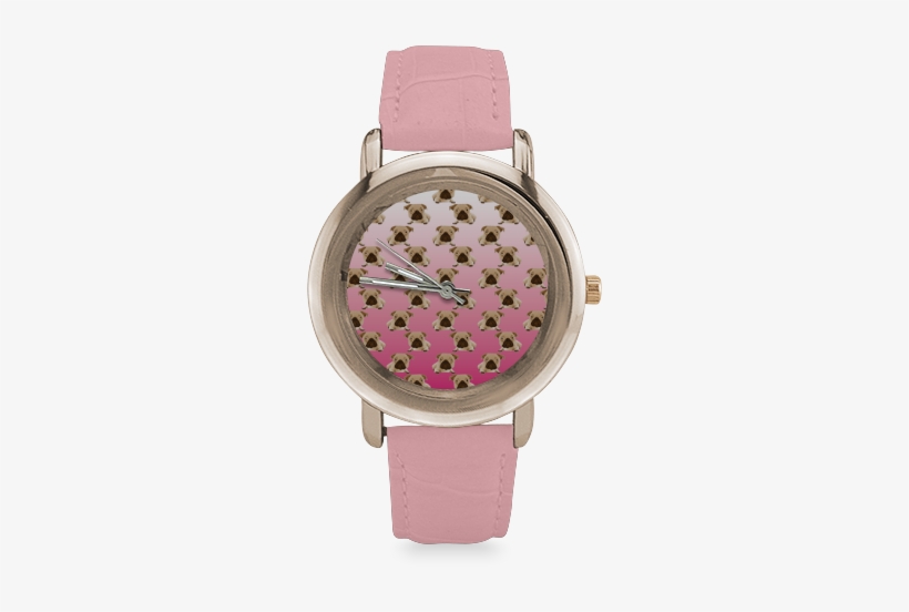 Cute Pugs On Pink Gradient Background Women's Rose - Watch, transparent png #9032806