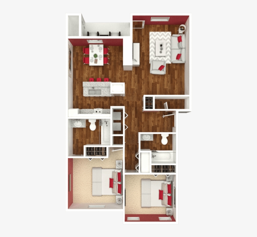 2 Bed - Floor Plan, transparent png #9033556