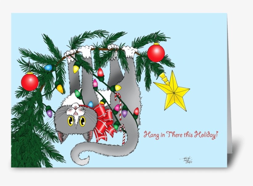 Christmas Tree Cat Greeting Card - Christmas Tree, transparent png #9034252