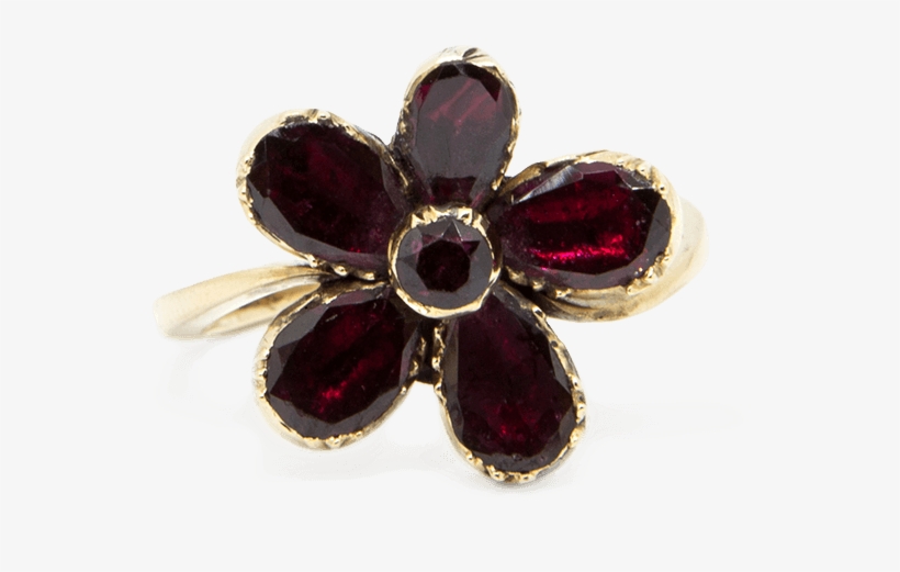 Garnet Flower Ring Front - Ruby, transparent png #9034919