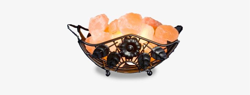 Iron Wrought Flower Shape Basket With Salt Chunks - Tangerine, transparent png #9034980