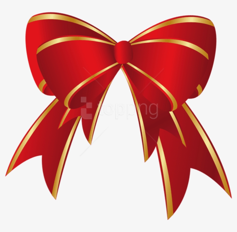 Free Png Christmas Red Gold Bow Png - Red Christmas Bow Clip Art, transparent png #9034988