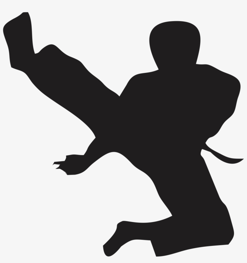 Hd Wallpapers Karate Silhouette Vector - Black Karate Kick, transparent png #9035306