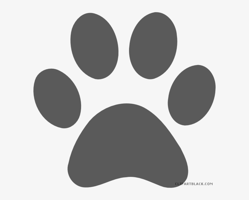 Grayscale Paw Print Animal Free Black White Clipart - Grey Paw Print Clip Art, transparent png #9037413