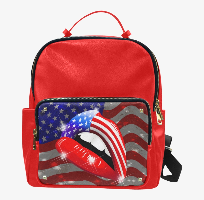 Usa Flag Lipstick On Sensual Lips Campus Backpack/large - Poison Ivy Backpacks, transparent png #9039622
