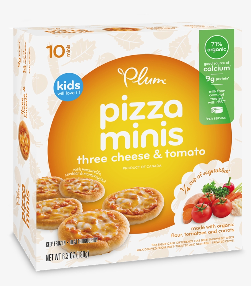 Plum Organics Pizza Minis Three Cheese & Tomato - Convenience Food, transparent png #9044808