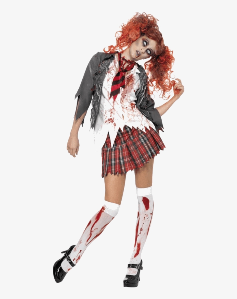 High School Horror Zombie Schoolgirl Costume - Old School Girl Costume, transparent png #9046721