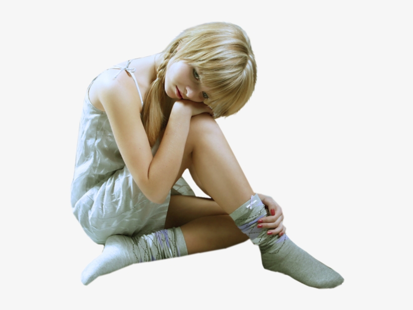 Girl Thinking - Sitting Sad Girl Png, transparent png #9047115