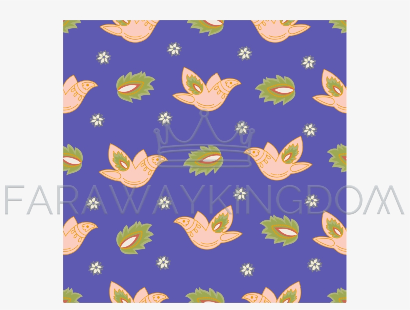 Blue Birds Folk Ethnic Vector Illustration Seamless - Vector Graphics, transparent png #9047655