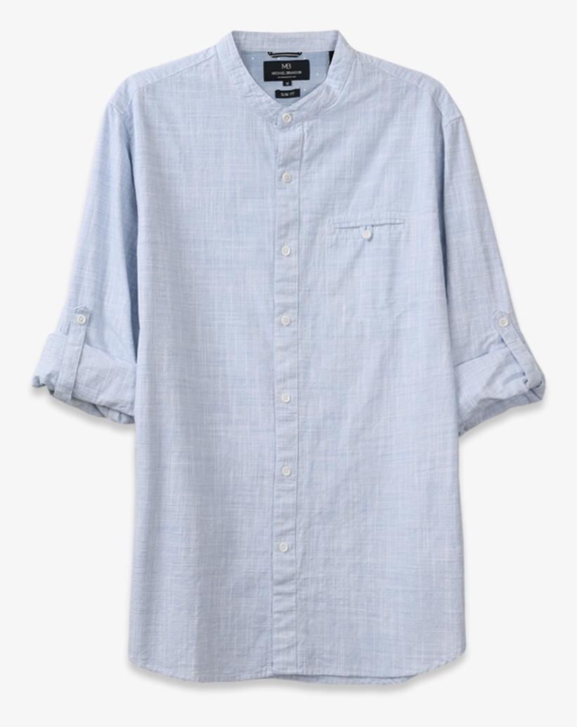 Collarless Crosshatch Shirt Collarless Crosshatch Shirt - Blouse, transparent png #9048302