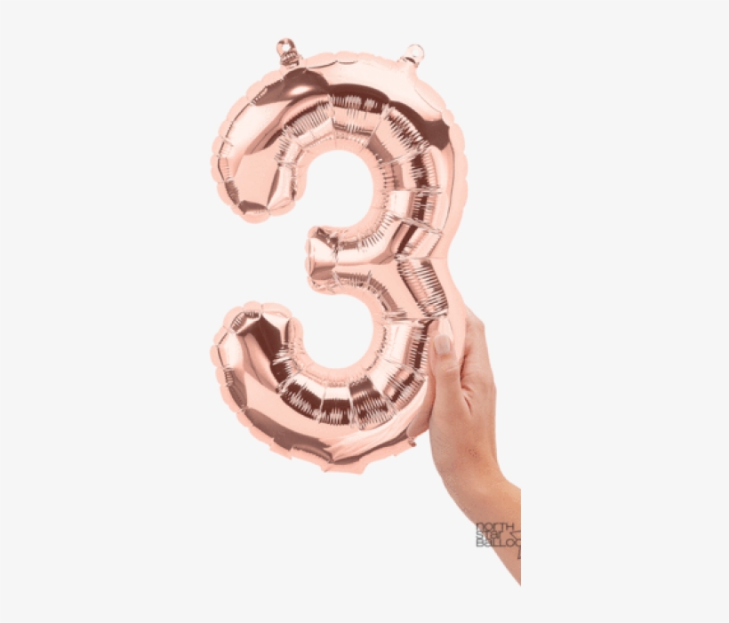 16" Rose Gold 3 Number Balloon - 30th Birthday Balloons Rose Gold, transparent png #9051024
