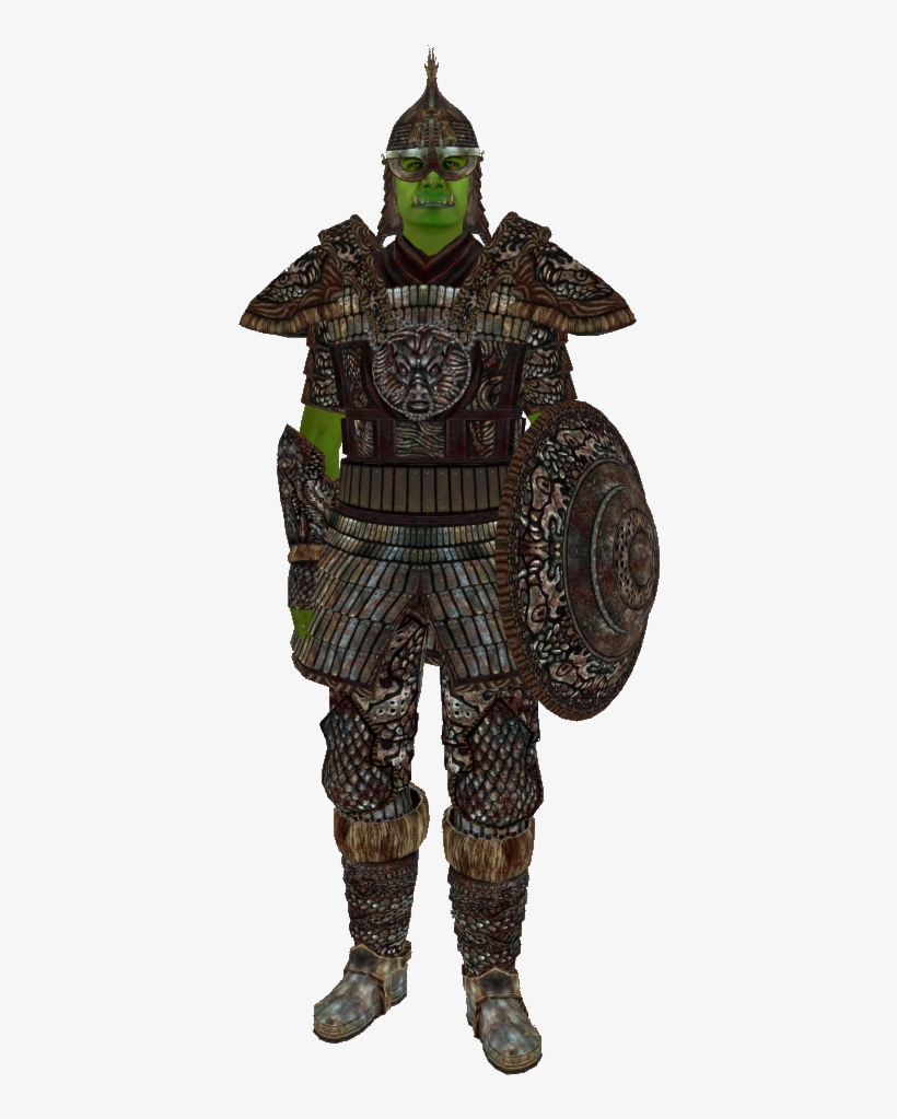 It Is Heavily Decorated, With A Crest On The Helm And - Oblivion Orcish Armor, transparent png #9051608