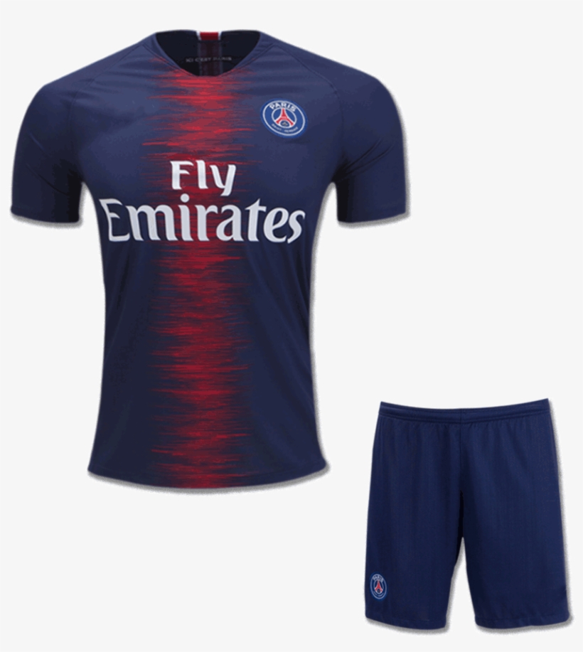 Psg Football Jersey And Shorts Home 18 19 - Psg Jersey And Shorts, transparent png #9051907