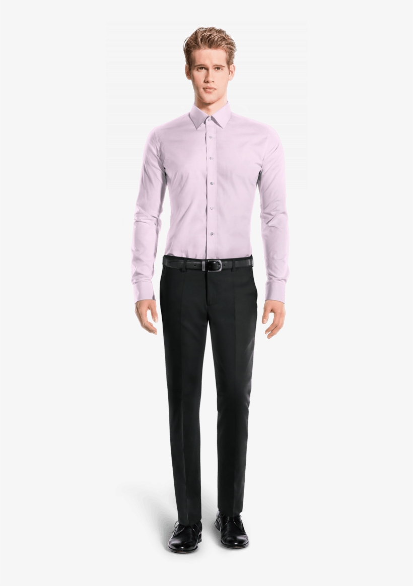 Purple French Cuff 100% Cotton Shirt-view Front - Double Breasted Tweed Suit, transparent png #9053263