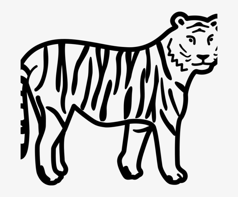 Tiger Print Clipart Coloring Page - Drawing Of A Simple Tiger, transparent png #9055008