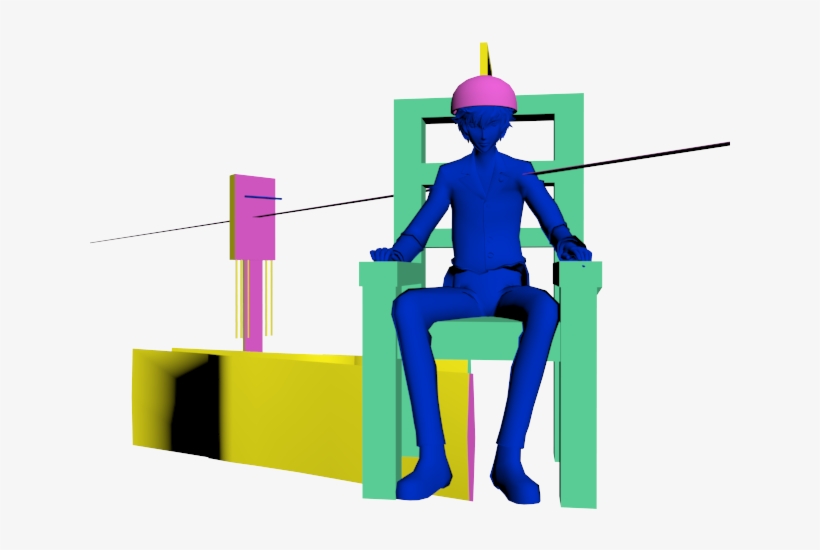 An Untextured Model Of The Protagonist Sitting In An - Sitting, transparent png #9055565