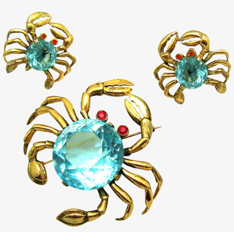 Rare And Unique Reja Sterling Set Of 'crabs' Brooch - Cancer, transparent png #9056265