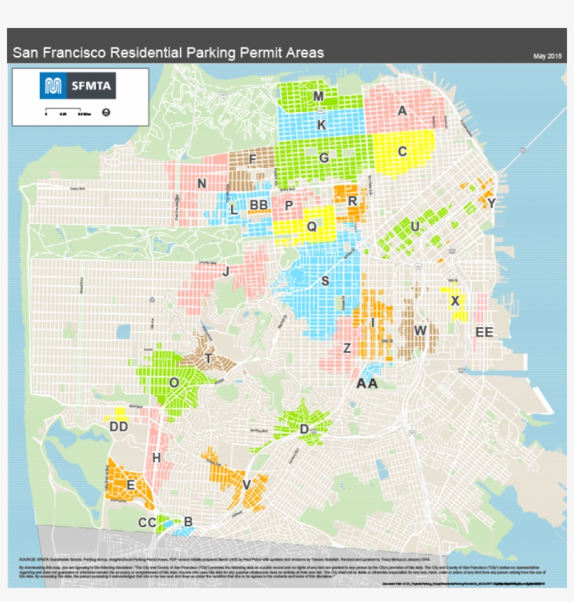 Residential Permit Parking Areas Map - J Permit Sf, transparent png #9057721