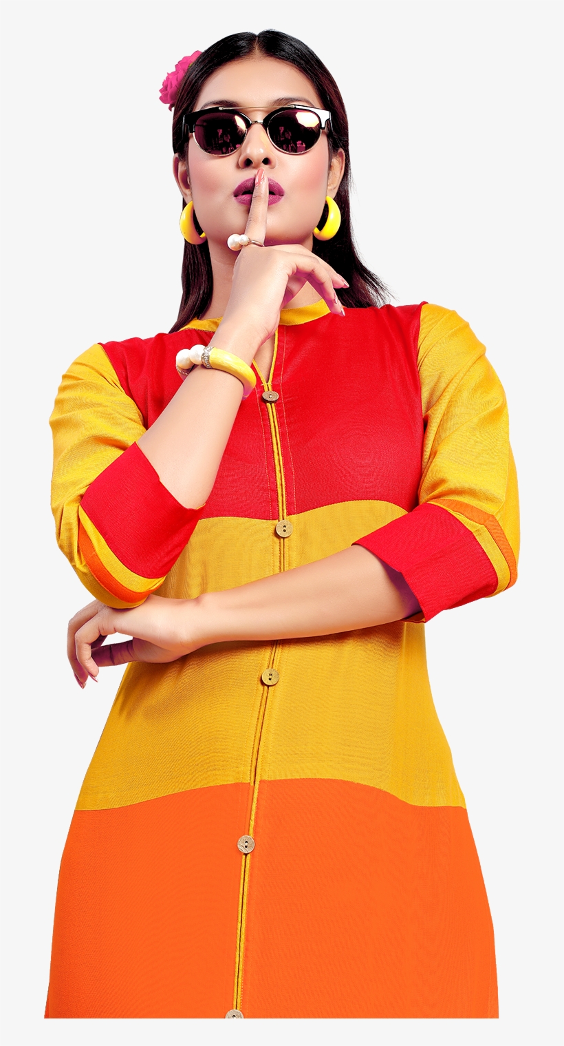 Yuri's Multicoloured Cotton Straight Kurti - Girl, transparent png #9064427
