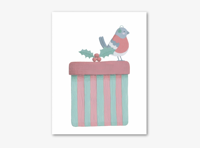 Bird & Gift Holiday Greeting Card - Cartoon, transparent png #9065289
