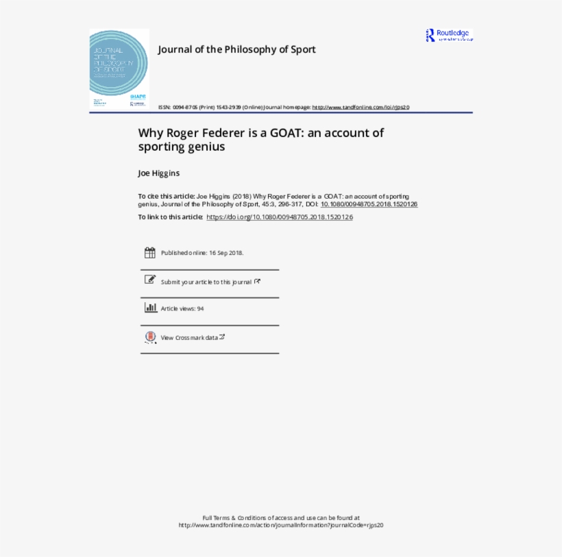 Why Roger Federer Is A Goat - Relationship Between Sport And Education, transparent png #9065759