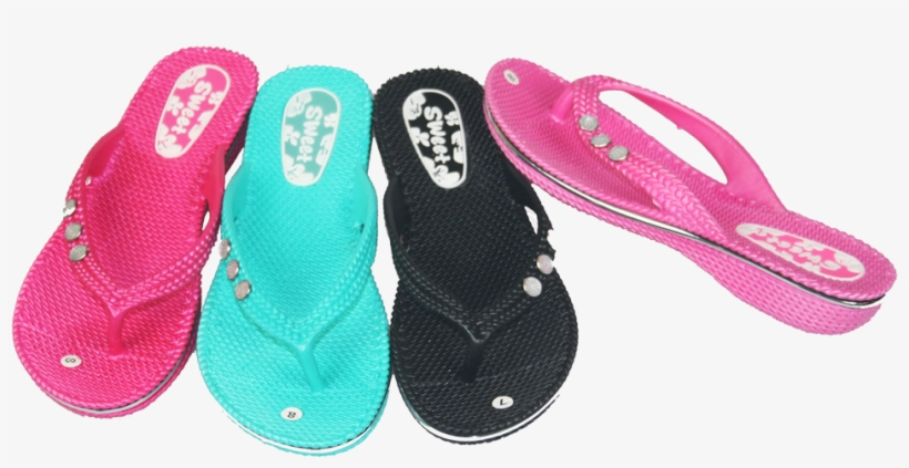 Sandals Ladies Bright Wedge Flip-flop Sandal - Flip-flops, transparent png #9067131