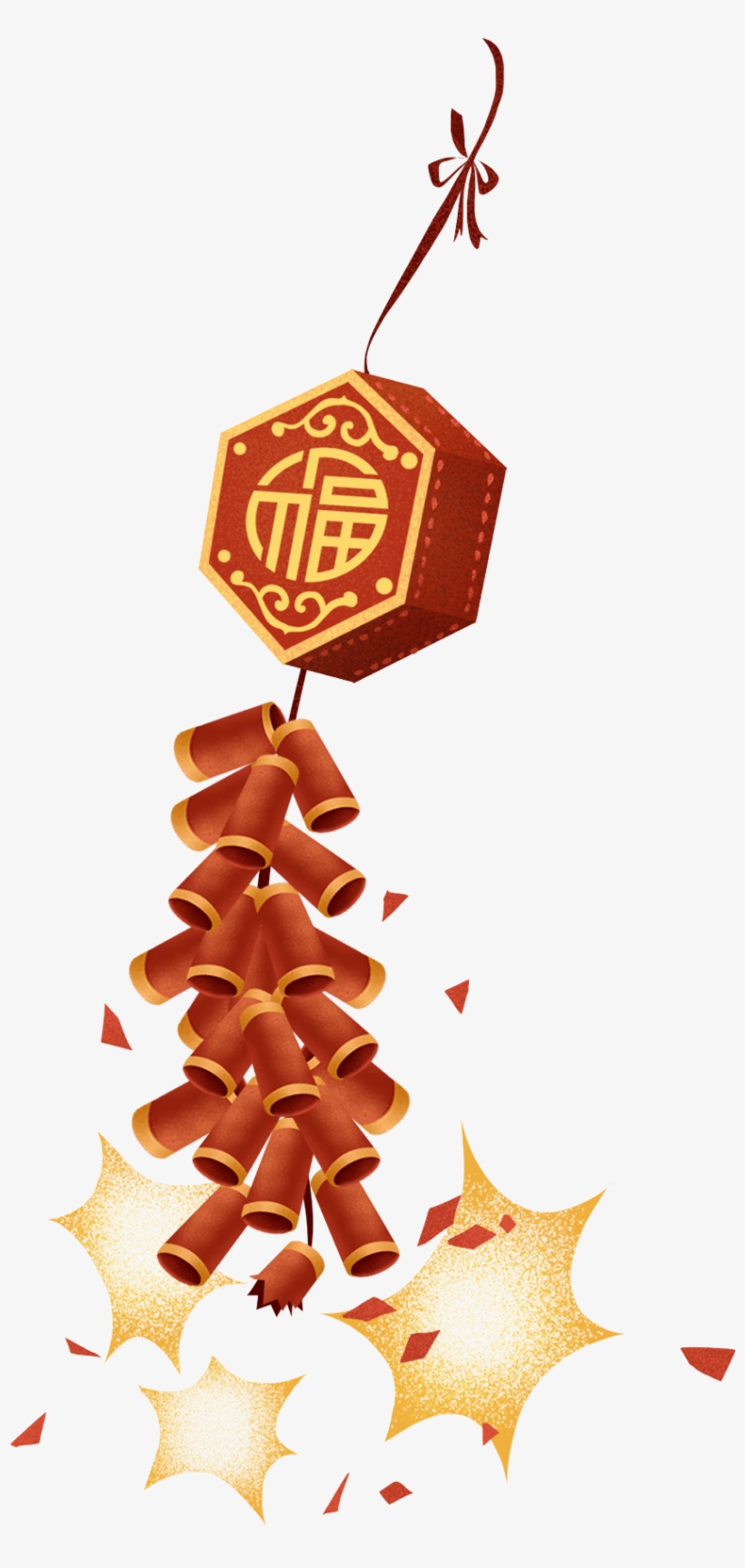 Blessing Firecracker Chinese Style Element Png And - Illustration, transparent png #9067395
