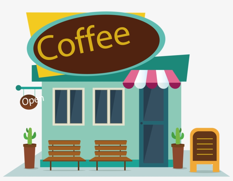 Shop Map Coffee Food Fast Vector Cafe Clipart - Coffee Shop Clipart Png, transparent png #9067651