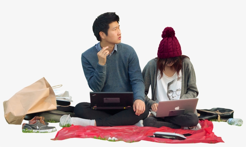 Couple With Laptops Architextures - People Having A Picnic Png, transparent png #9069458
