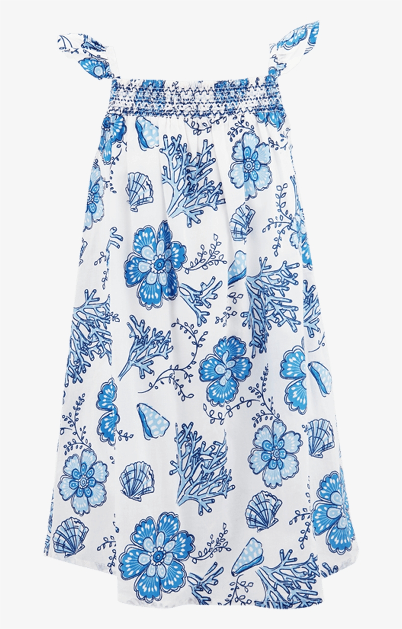 Girls Coral Shells Smock Top Dress - Day Dress, transparent png #9069840