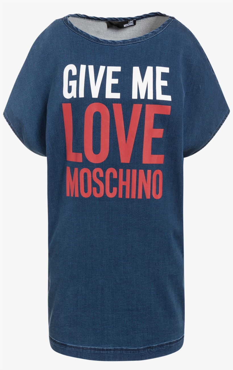 Dress In Elasticated Fleece Effect Denim With Give - Love Moschino, transparent png #9070183