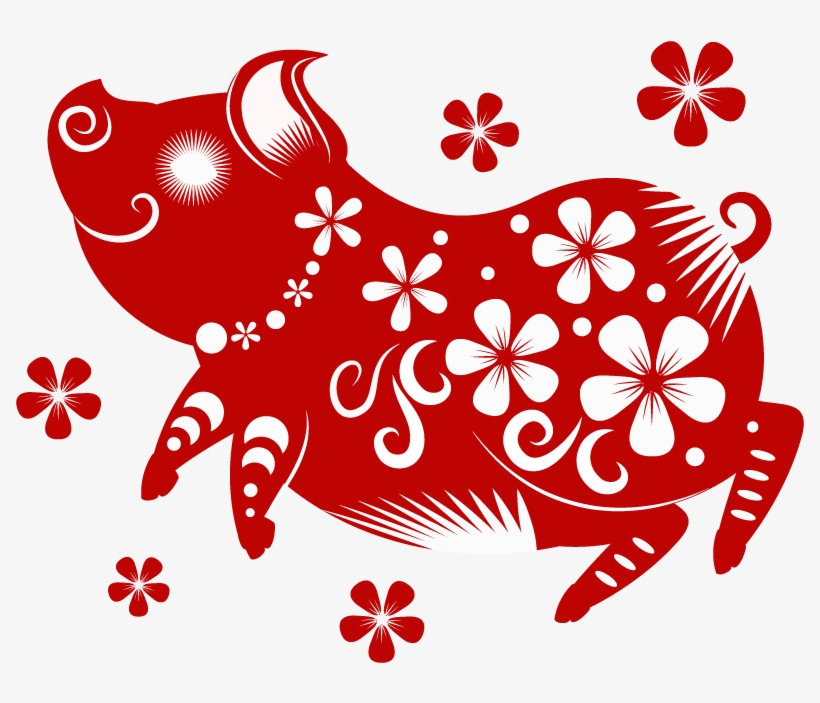 Happy Paper-cut Pigs Celebrate New Year's Day 2019 - Chinese New Year 2019 Year Of The Pig, transparent png #9071268