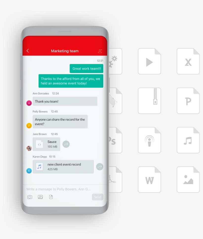Conveniently Share Files Directly Within A Chat Straight - Iphone, transparent png #9071426