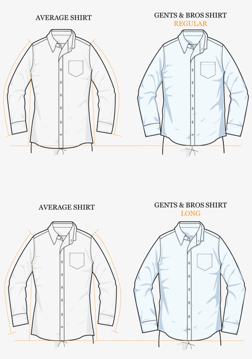 A Side By Side Comparison Of An Average Shirt With - Diagram, transparent png #9073048