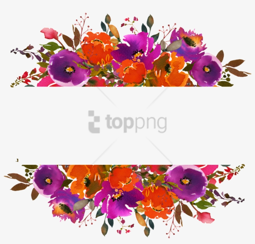 Free Png Watercolor Flowers Frame Orange Png Image - Flower Frame Png Hd, transparent png #9073692