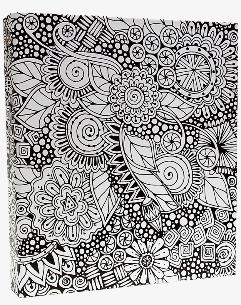 Illustrator-coloring Binder In A Floral Design - Black Design Binder, transparent png #9074304