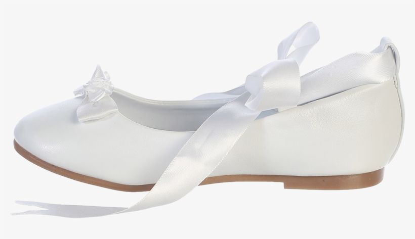 Ballet Flats White Dress Shoes W Satin Ribbon Tie Girls - Ballet Flat, transparent png #9074741
