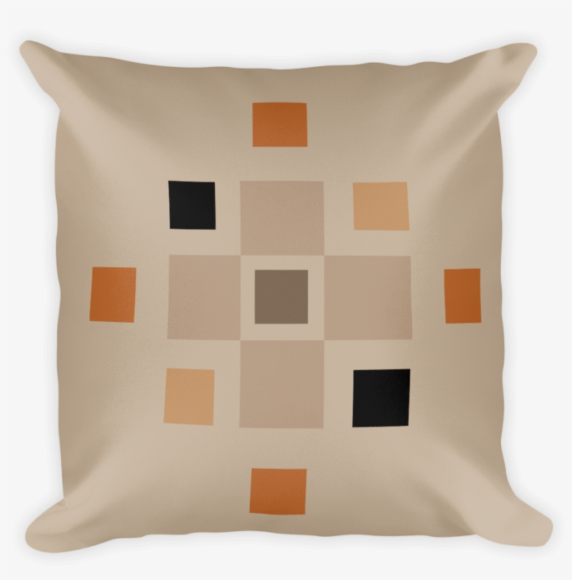 Buff Coloured Cushion With Modern Squares Design - Cushion, transparent png #9076323