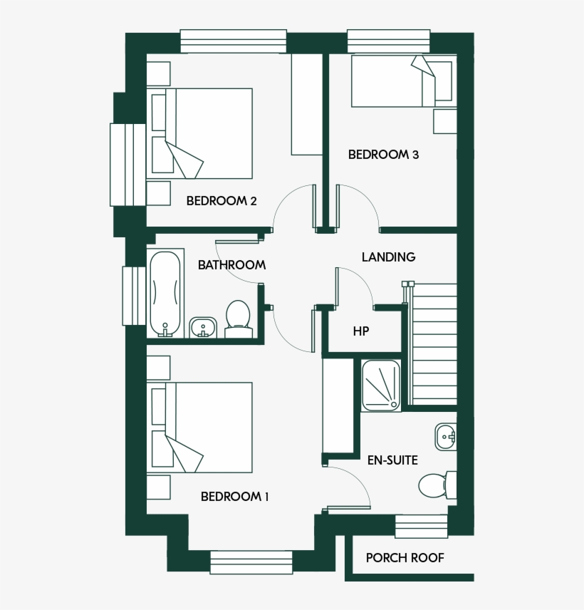 3 Bed Terrace - Floor Plan, transparent png #9076588